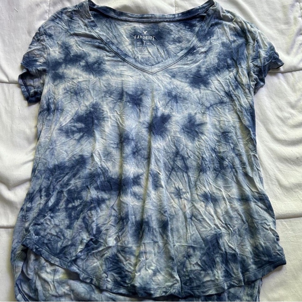 American Eagle Blue Tie-Dye Women's Soft T Shirt